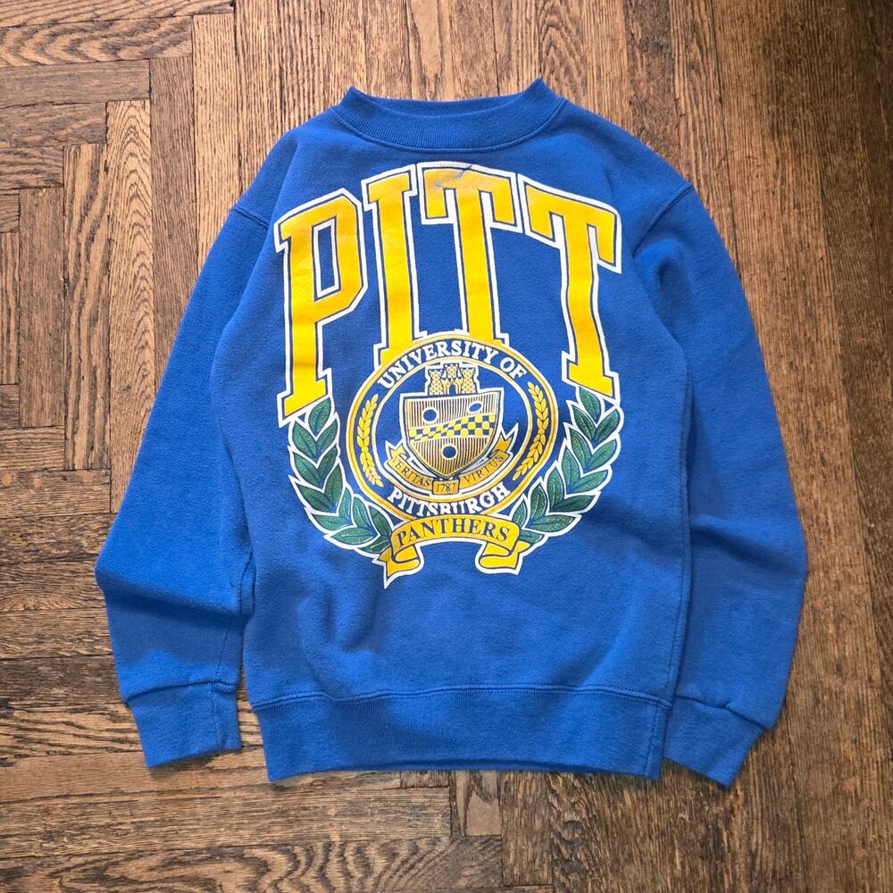 Vintage 1980's Pittsburgh Panthers Youth Sweatshirt Size Large KIDS Blue RARE